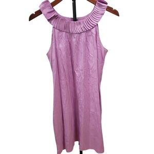 Calypso St. Barth Lavender 100% Silk Crinkle Sunburst Pleat Shift Dress Medium M